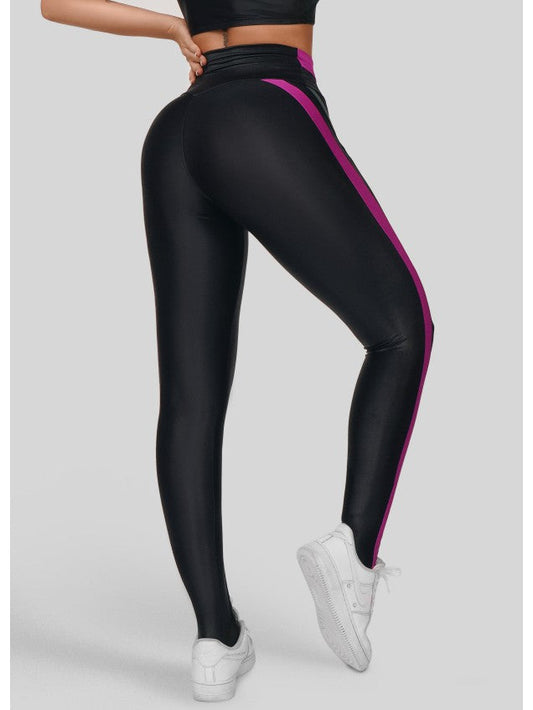 Conjunto Legging Point Preto e Violeta