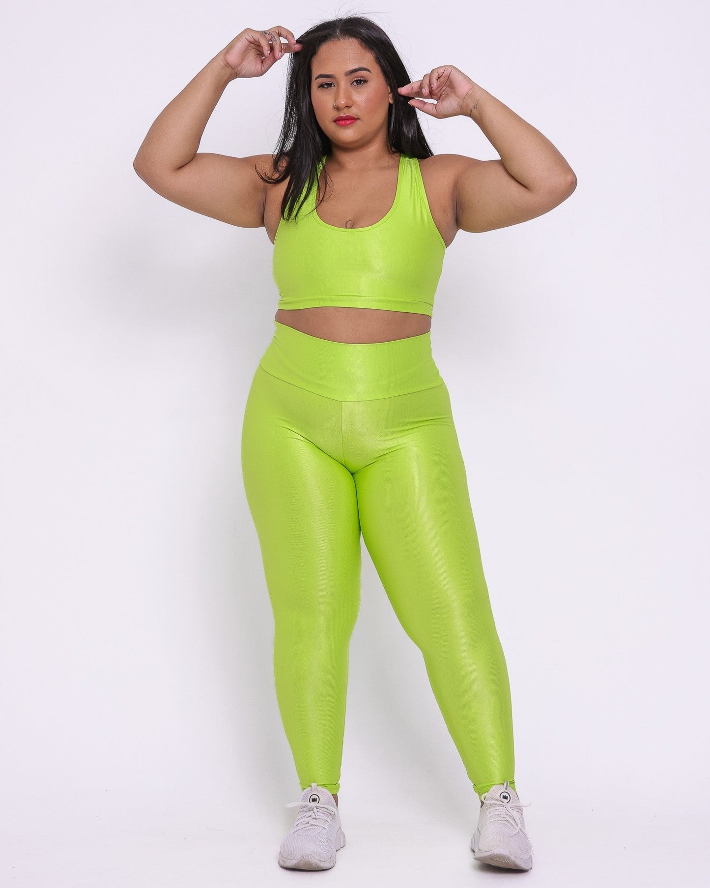 Conjunto Legging Curve Plus Size Verde Citrus + Top Nadador