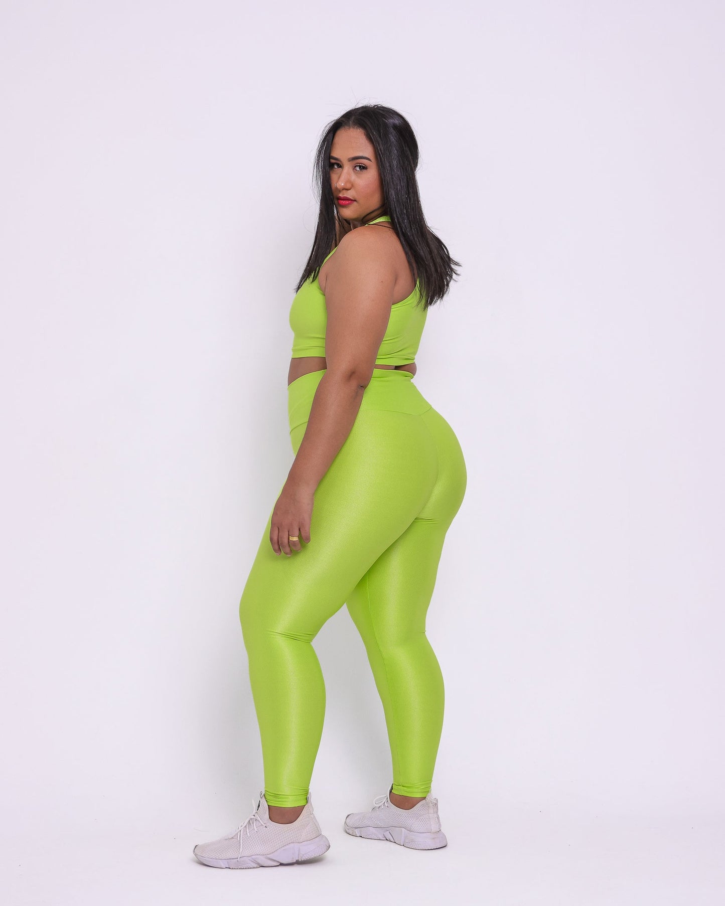 Conjunto Legging Curve Plus Size Verde Citrus + Top Nadador