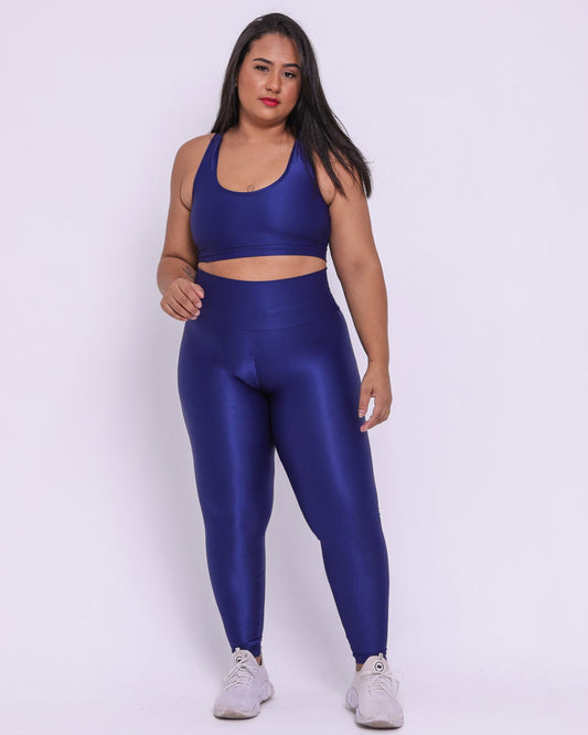 Conjunto Legging Curve Plus Size Azul Marinho + Top Nadador