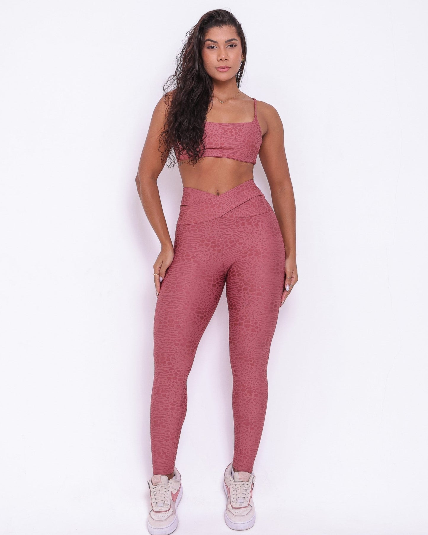 Conjunto Legging Básico Cós Cruzado Feline + Top Ju