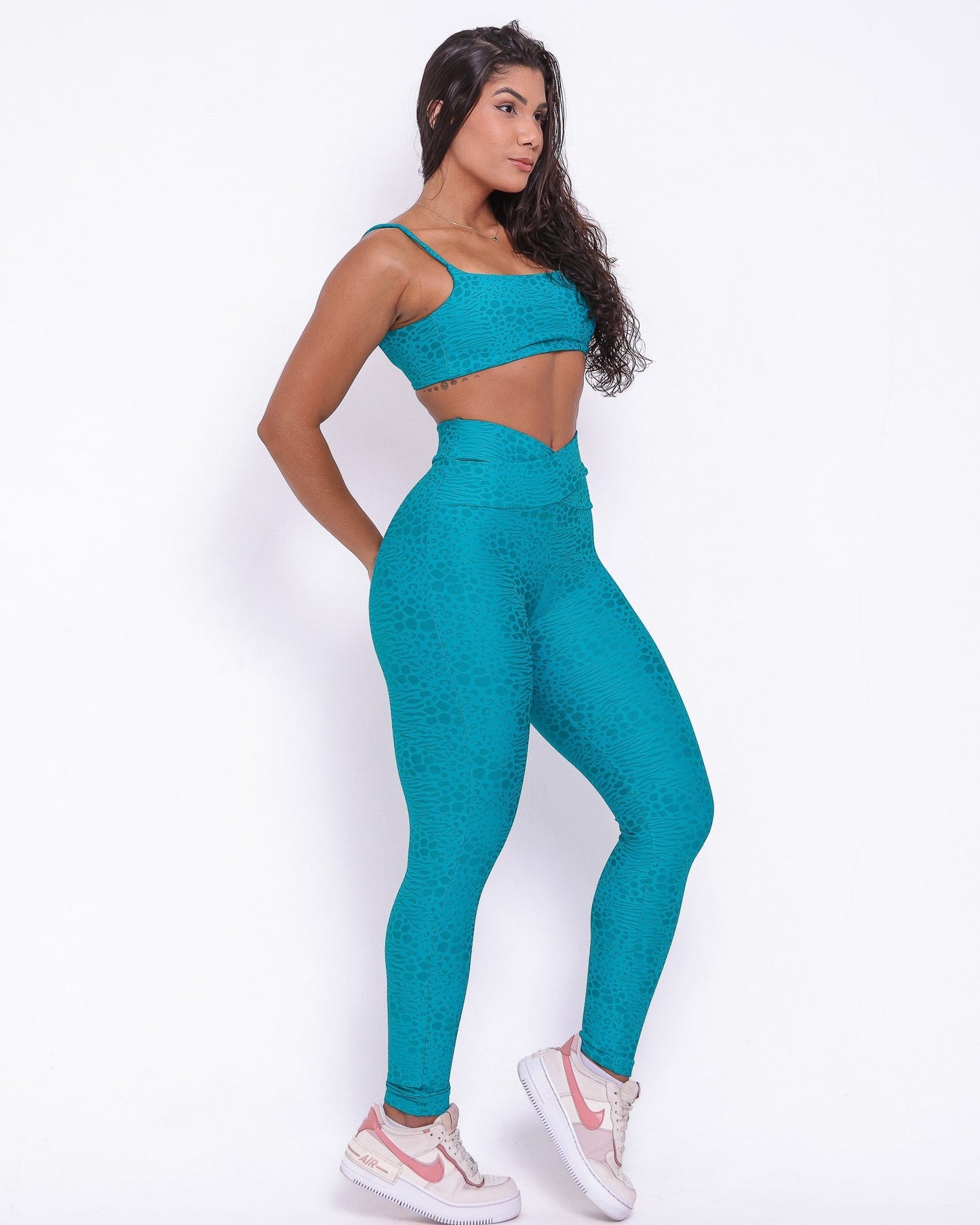 Conjunto Legging Básico Cós Cruzado Feline + Top Ju