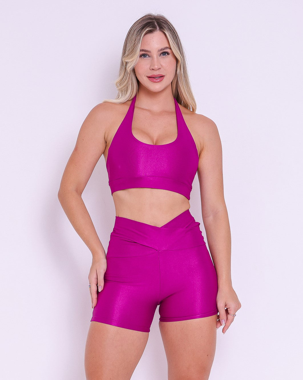 Conjunto Short Básico Cós Cruzado Compressão + Top Jhully