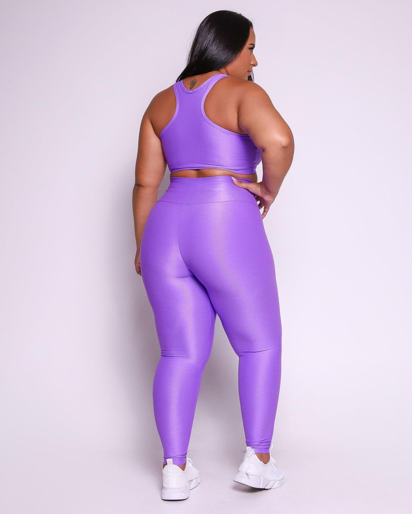 Conjunto Legging Curve Plus Size Lilás + Top Nadador