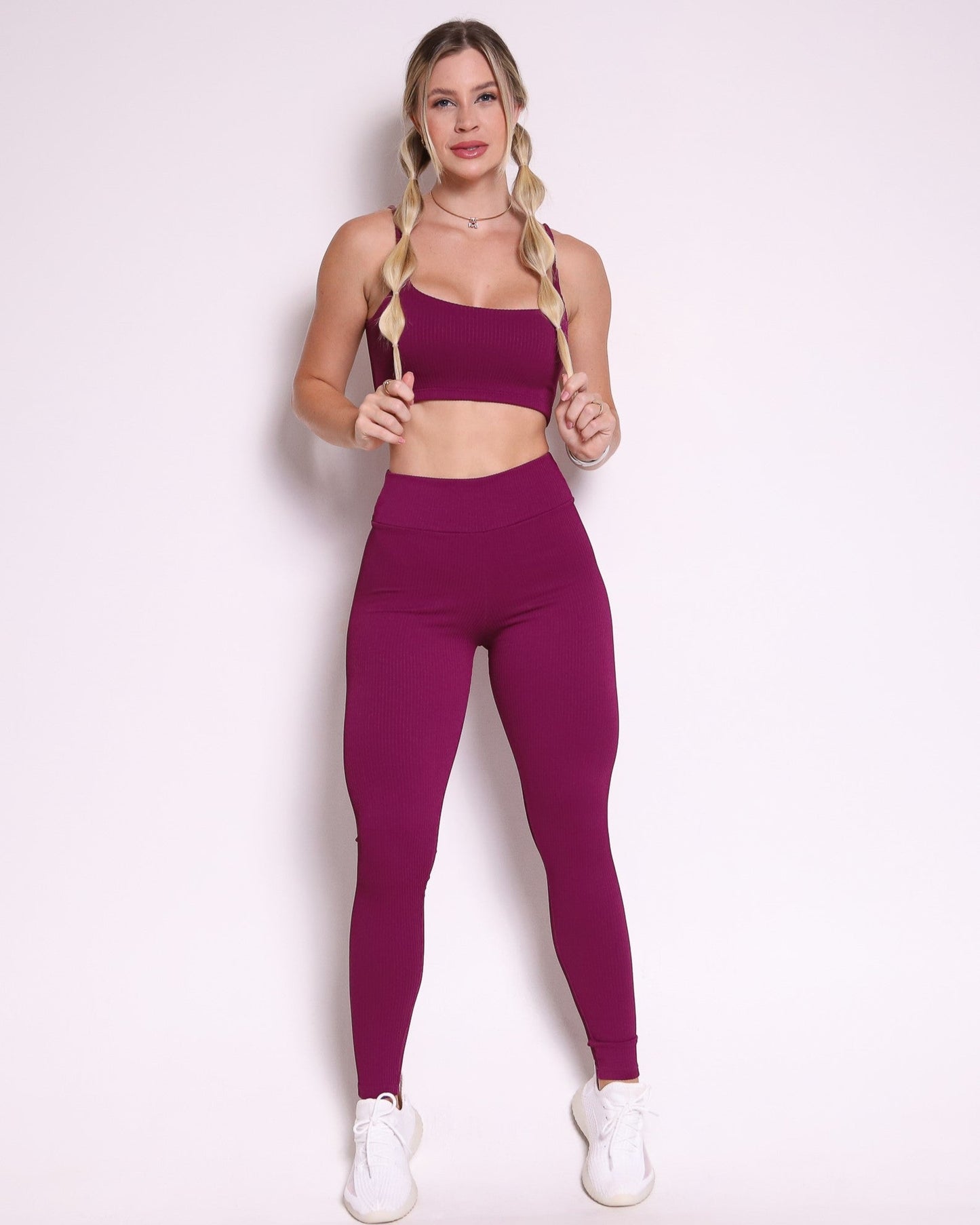 Conjunto Legging Básico Textura Valência + Top Bruna