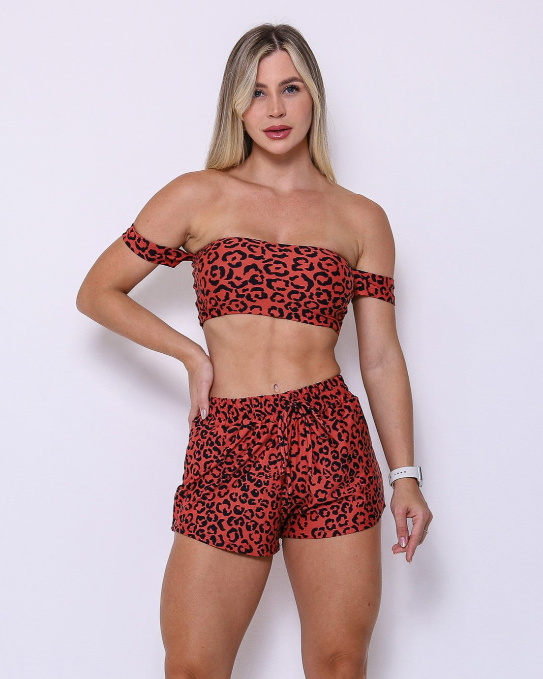 Conjunto Short Básico Light Onça Colors + Top Ciganinha